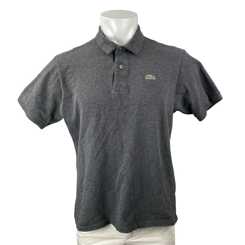 Lacoste Classic Fit Piqué Marl Men's Gray Logo Embroidered Polo Shirt Top Sz XL